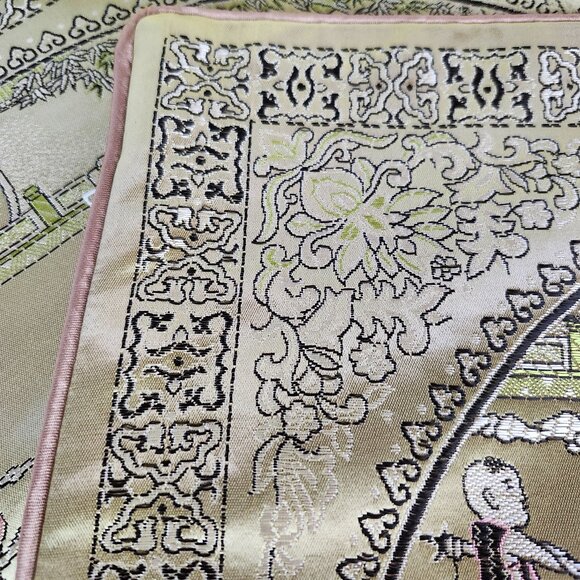 2 Asian Design Pillow Covers Depicting Children's Games 16" x 16" - Picture 5 of 7